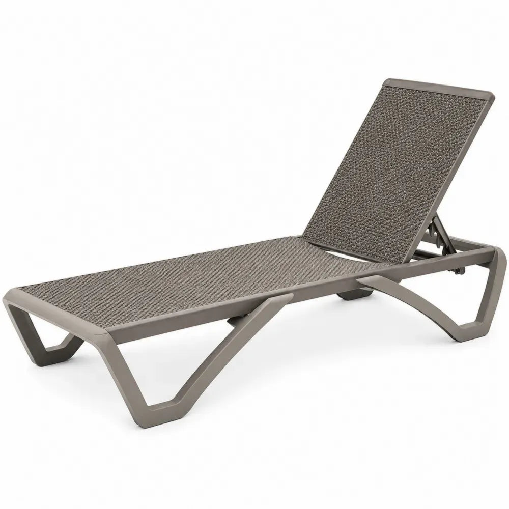 Gartenliege Sonnenliege rechteckig 190 x 70 x 95 cm Polypropylen und PVC-beschichtetes Polyestergewebe Taupegrau