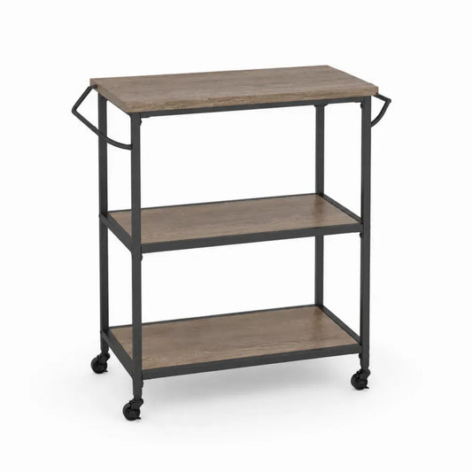 Küchenwagen Servierwagen mit Rollen 3 Ablagen 80 x 40 x 86 cm Spanplatte Stahl rechteckig Eichefarben Schwarz