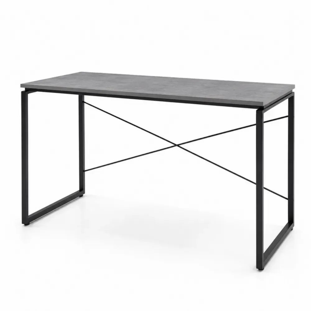 Schreibtisch Computertisch mit Stahlrahmen melaminbeschichteter Spanplatte rechteckig Grau Schwarz 120 x 60 x 75 cm
