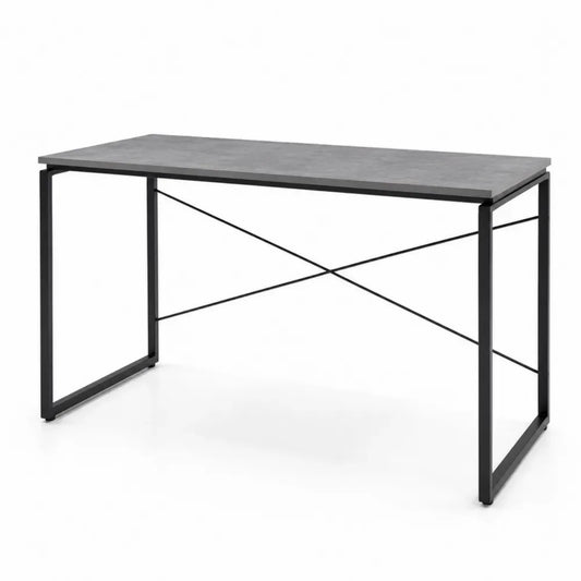 Schreibtisch Computertisch mit Stahlrahmen melaminbeschichteter Spanplatte rechteckig Grau Schwarz 120 x 60 x 75 cm